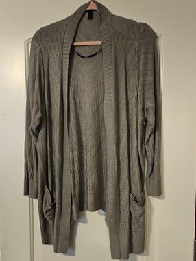 torrid Gray Open-Front Eyelet Knit Cardigan